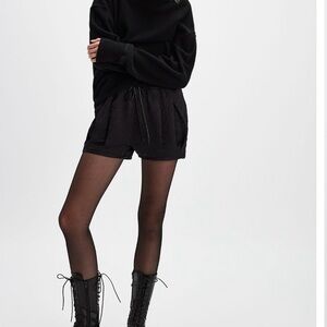 NWT FREE PEOPLE Pearl Satin Black Shorts. Size: Medium and Large